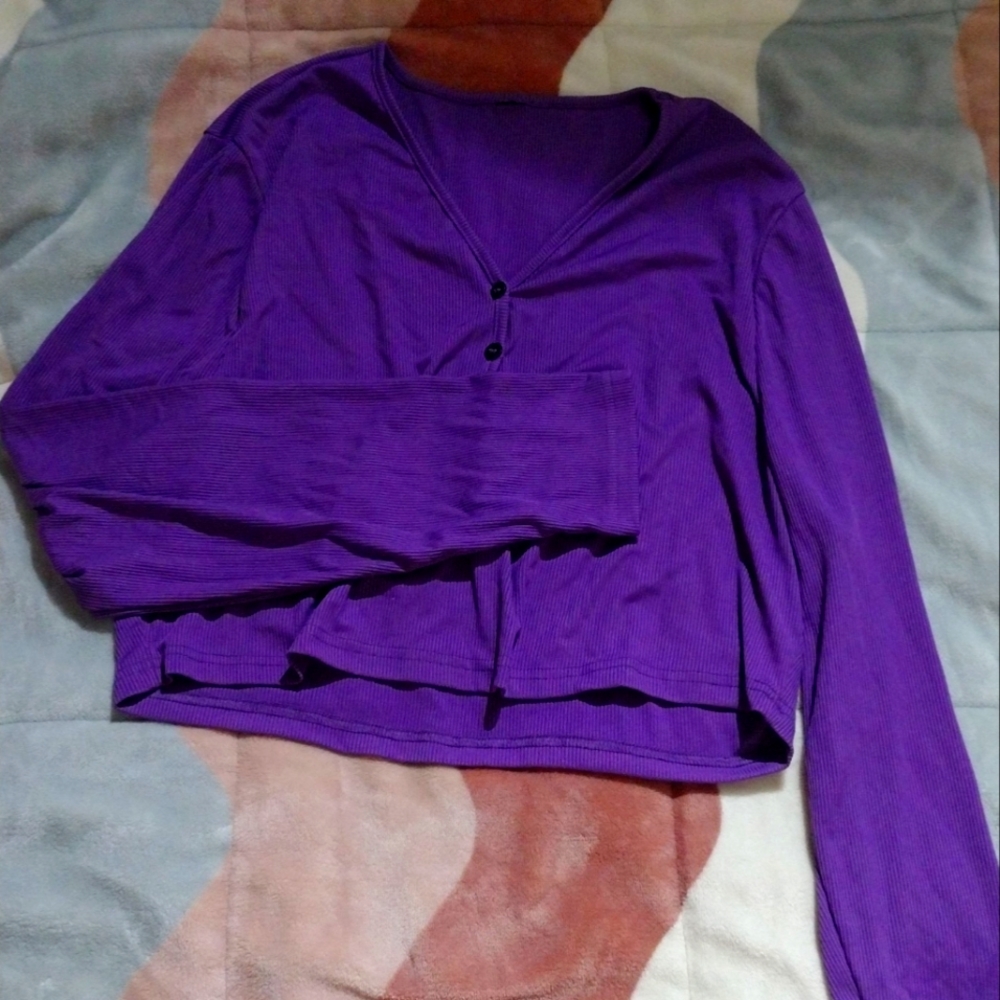 Purple long sleeve crop top